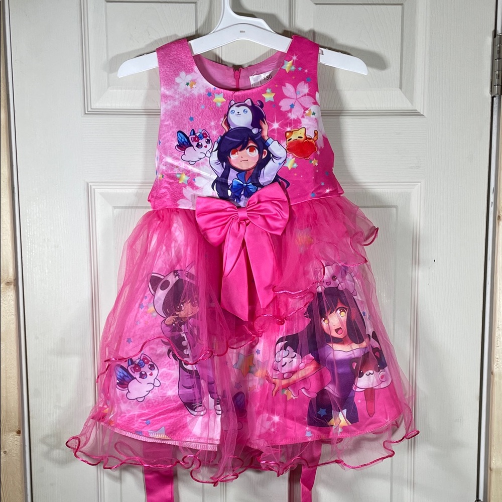 Kids Pink Princess Character Tulle Dress with Bow